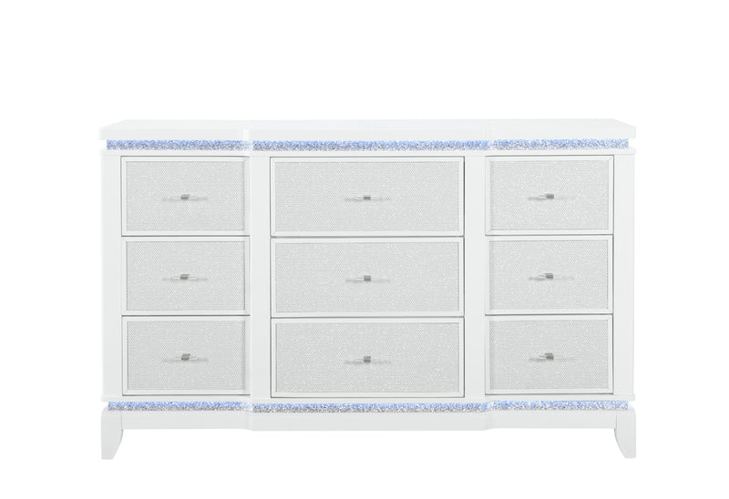 Alina - 5 Piece Queen Bedroom Set With LED, Cooler, Speaker And USB - White
