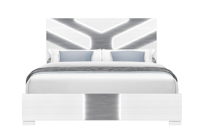 Optimus - King Bed With LED - White