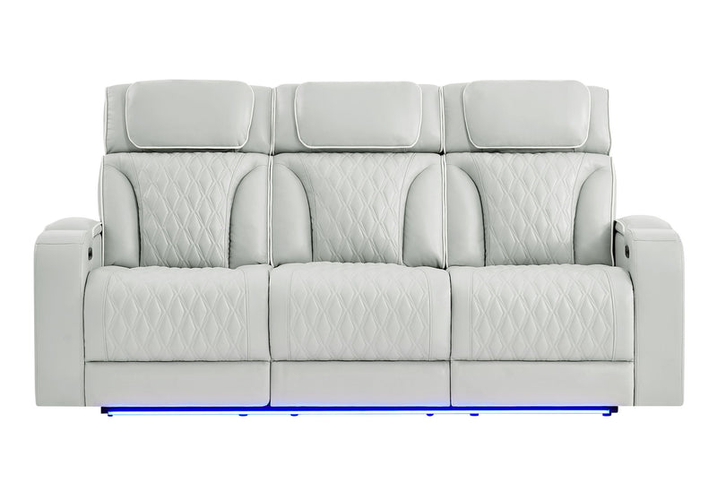 U8611 - Power Reclining Sofa With Power Headrest And LED - Silver