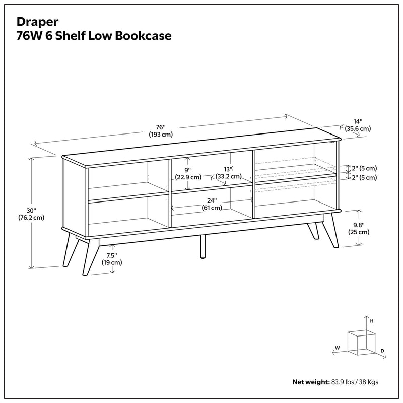 Draper - Handcrafted Low Bookcase