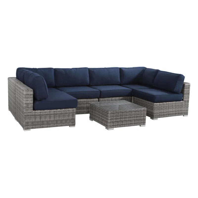 Seating Set With Cushions Handcrafted Wicker Design