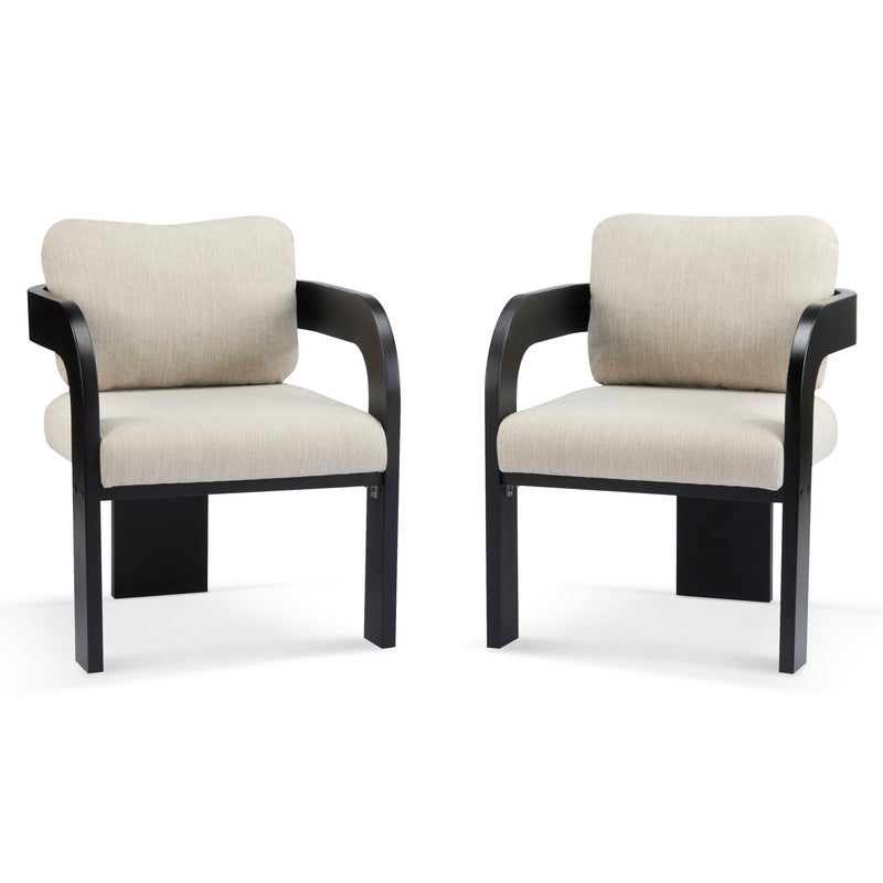 Dining Chairs & Pillow Back (Set of 2) - Beige / Black