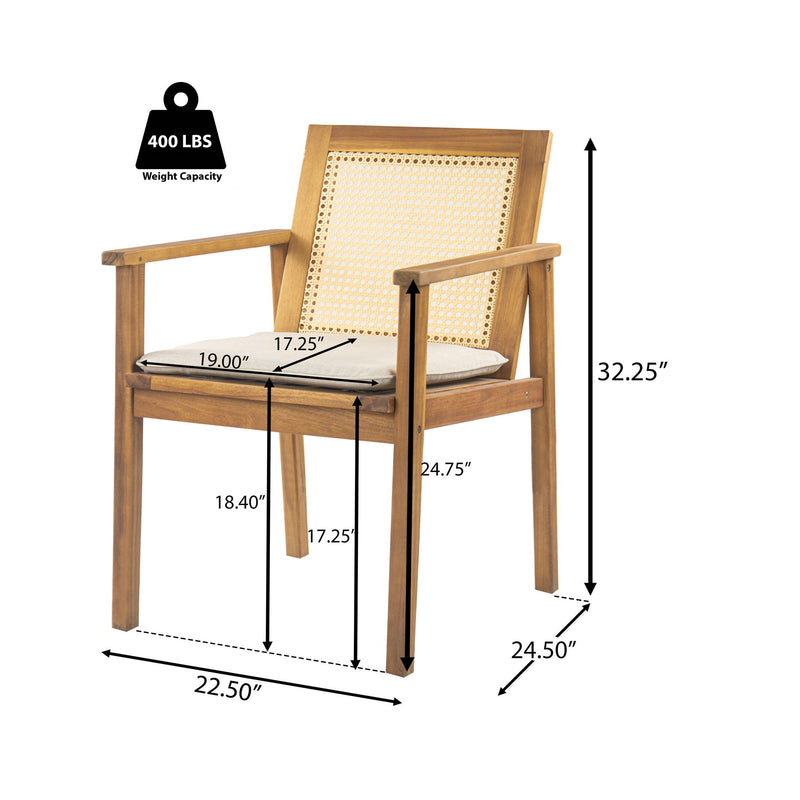 Preston - Outdoor Patio 7 Pieces Dining Set With Chairs And Cushions - Teak / Beige