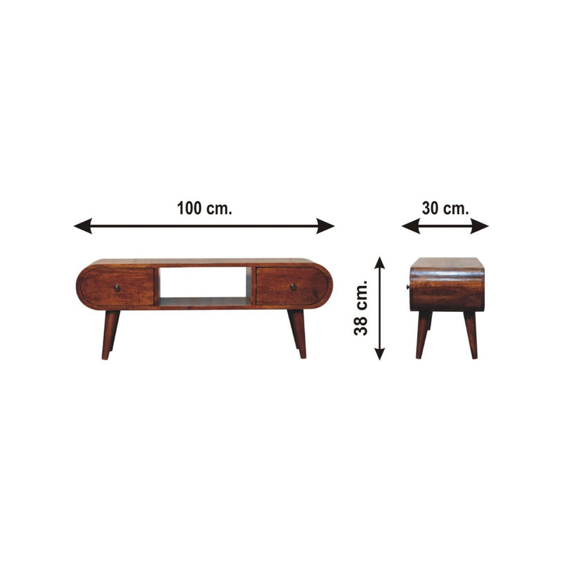 Solid Wood Circular TV Unit