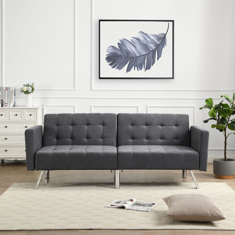 Futon Sofa Bed Convertible Folding Lounge Couch, Armrests