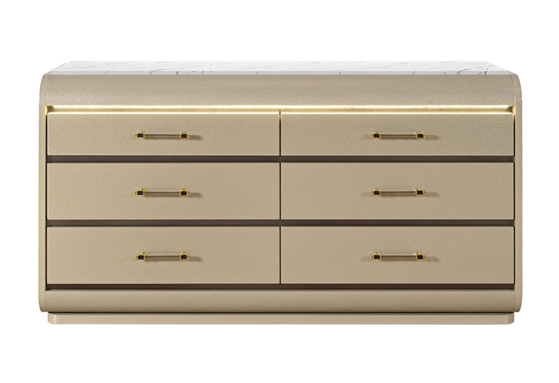 Genesis - Dresser With LED - Gold