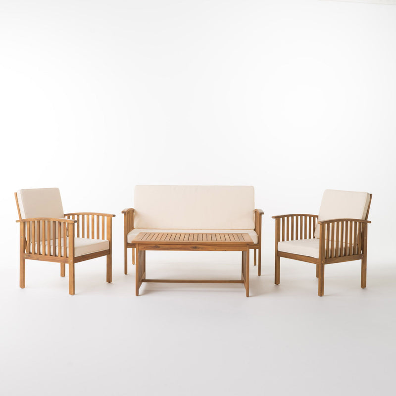 4 Piece Set Outdoor Chat Set With Water Resistant Cushions