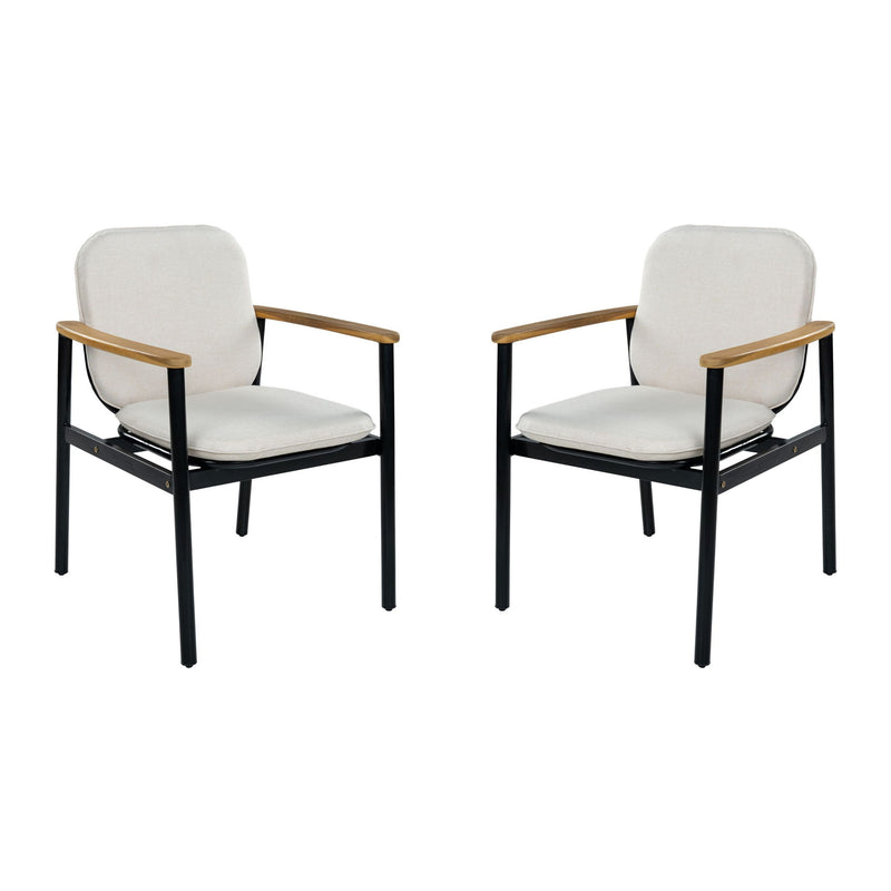 Outdoor Dining Chair - Beige / Black / Teak
