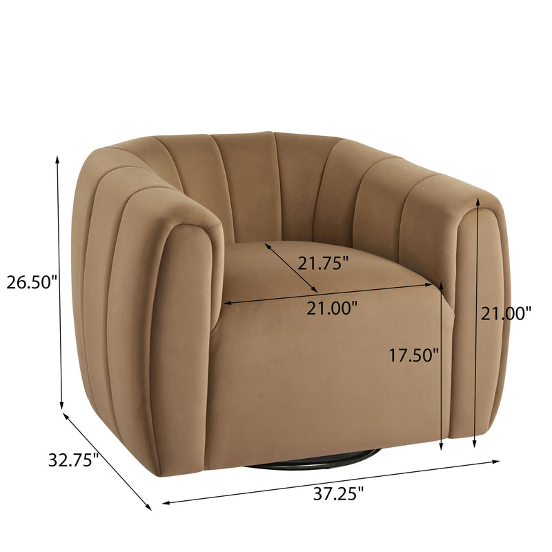 Serenizia - Upholstered Swivel Chair With Channel Tufted
