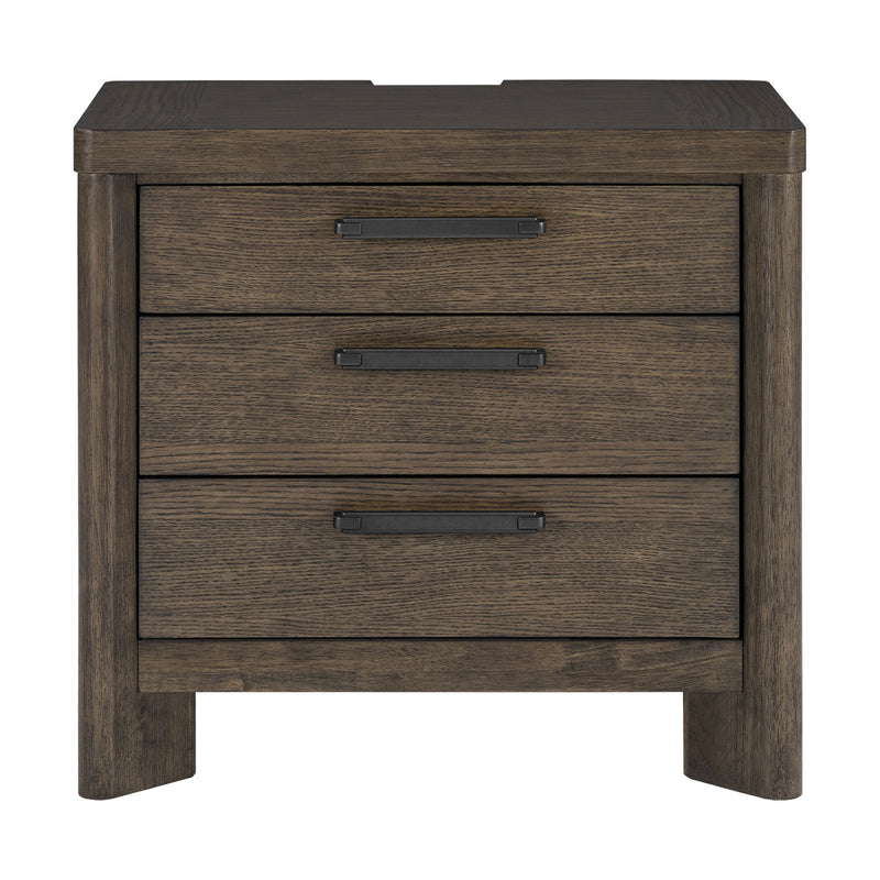 3 Drawer Nightstand With USB - Dark Oak
