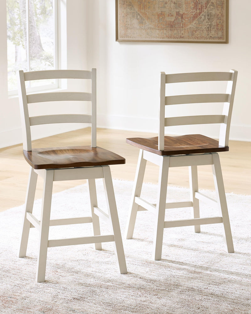 Brinfern - Swivel Stool (Set of 2) - Brown / Antique White
