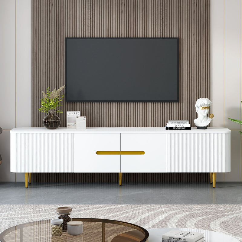 Minimalist TV Stand For TVs Up To 85", Modern Entertainment Center Media Console With 4 Spacious Cabinets For Living Room