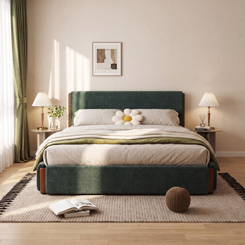 Modern Upholstered Platform Bed Frame With Accents