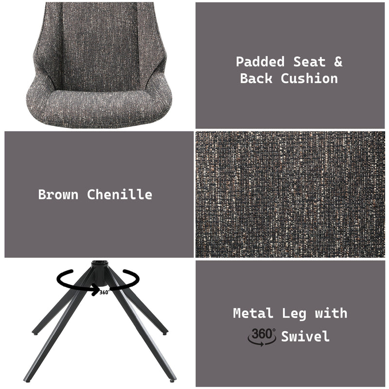 Malika - Side Chair With Swivel (Set of 2) - Brown Gray