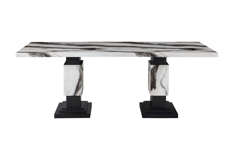 D12 - 5 Piece Dining Room Set (Dining Table And 4 Dining Chairs) - Black / White