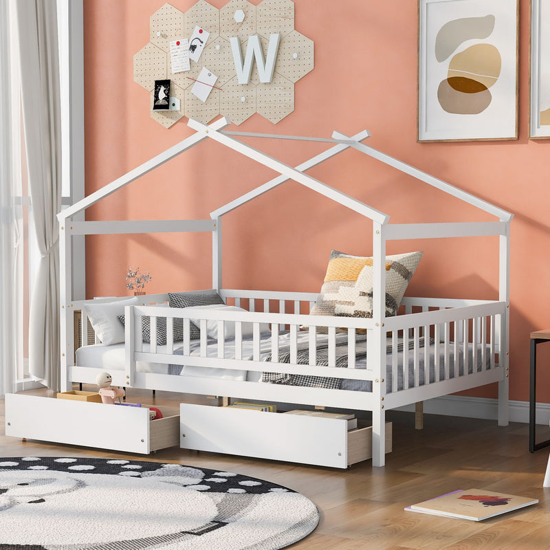 House Bed With 2 Drawers