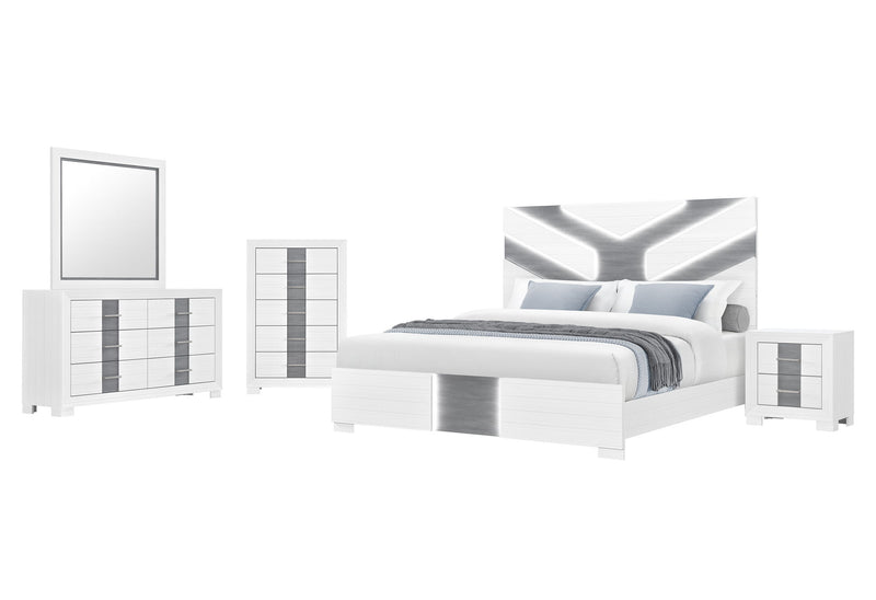 Optimus - Full Bed With LED - White
