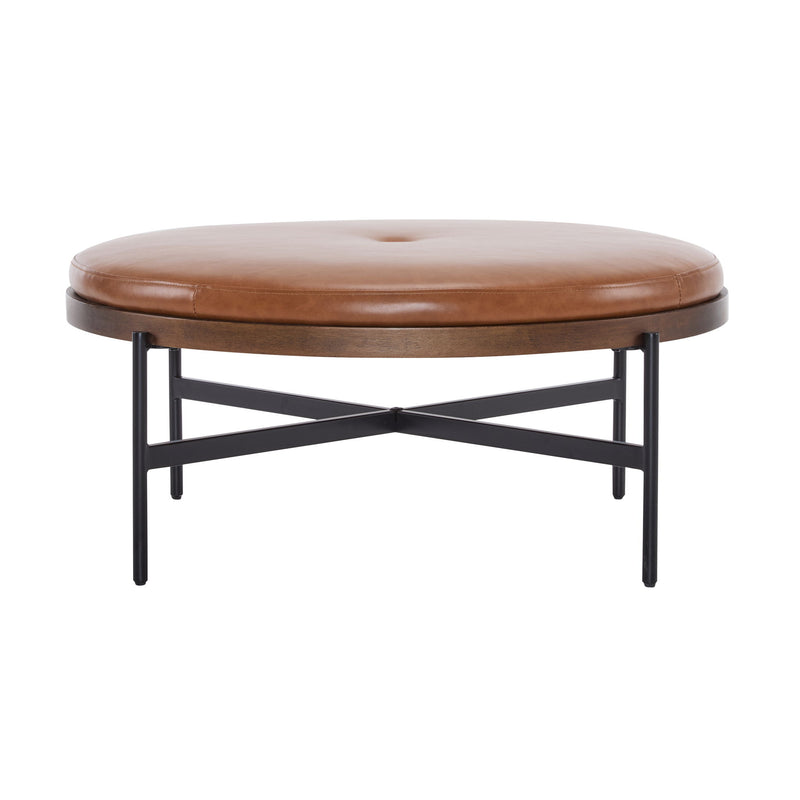 Lyricie - Modern Cocktail Ottoman With Foam Padding And Metal X Base - Brown / Black