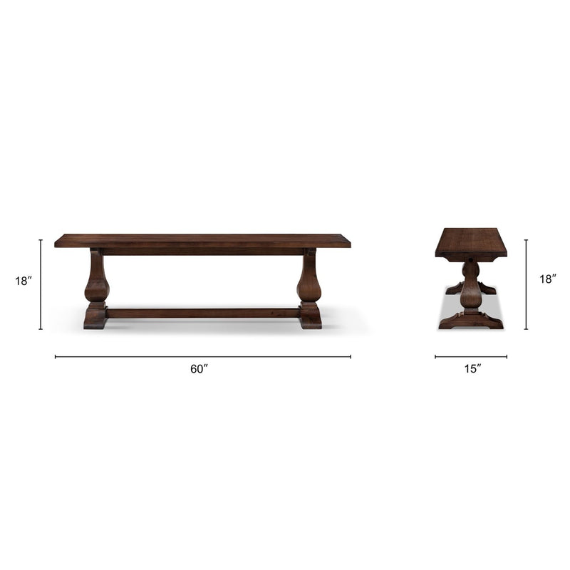 Whitmore - Trestle Dining Bench - Dark Brown