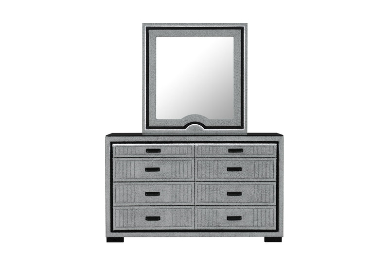 Isabella - 5 Piece Queen Bedroom Set (Queen Bed Group With LED, TV Lift, Bluetooth Speaker And Firpeplace Crystal) - Gray