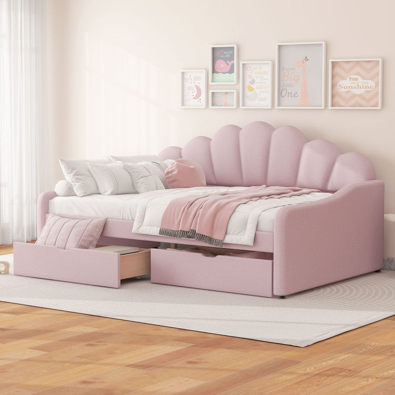 Upholstery Daybed Frame With Shell Shaped Backrest