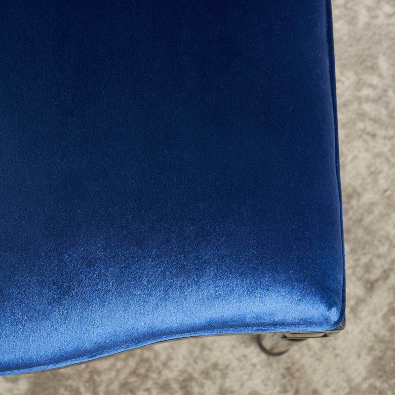 French Country Inspired Dining Chair With Iconic Round Backrest - Navy Blue