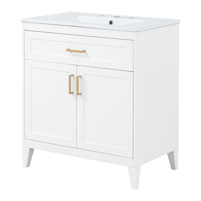 Bathroom Vanity With Sink Top, Adjustable Shelf, Door Organizers