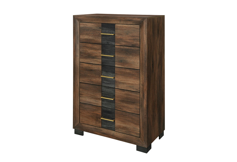 Optimus - 5 Piece Queen Bedroom Set - Black / Brown