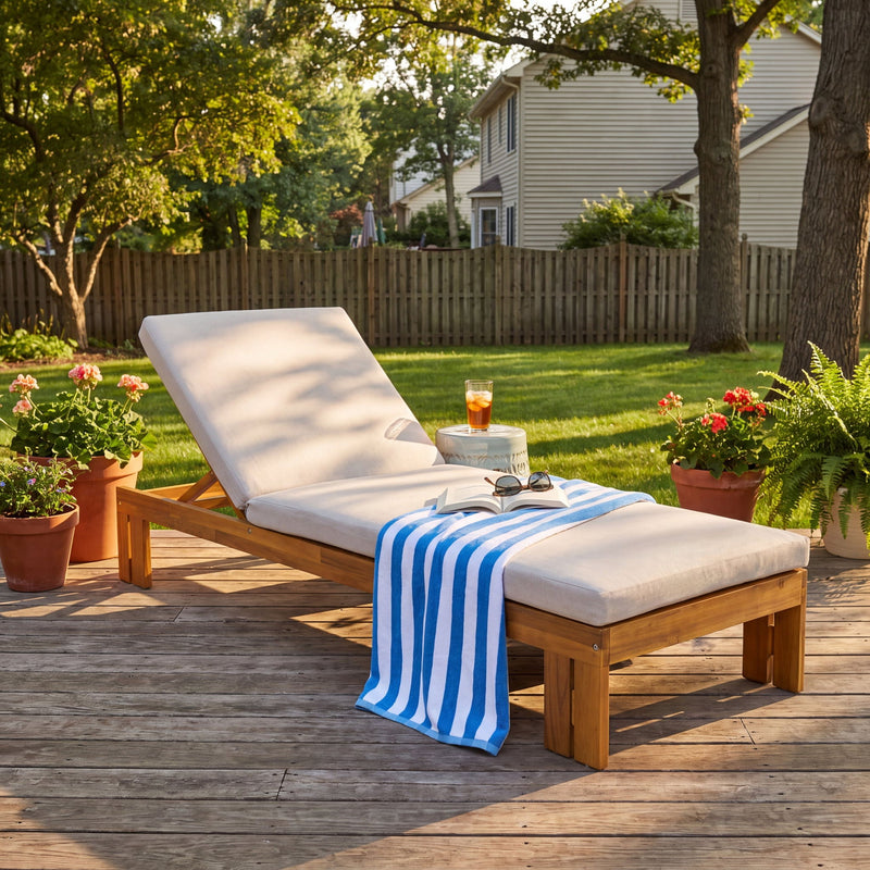 Outdoor Chaise Lounge With 5 Position Adjustable Backrest