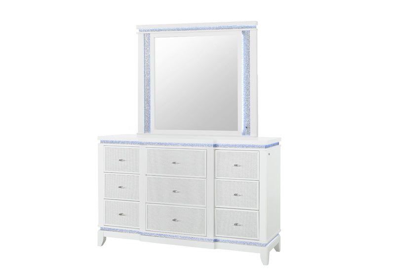 Alina - 5 Piece Queen Bedroom Set With LED, Cooler, Speaker And USB - White