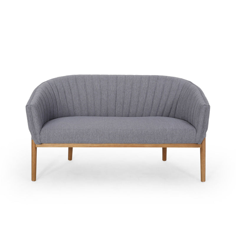 Mid Century Modern Loveseat With Channel Stitched Backrest