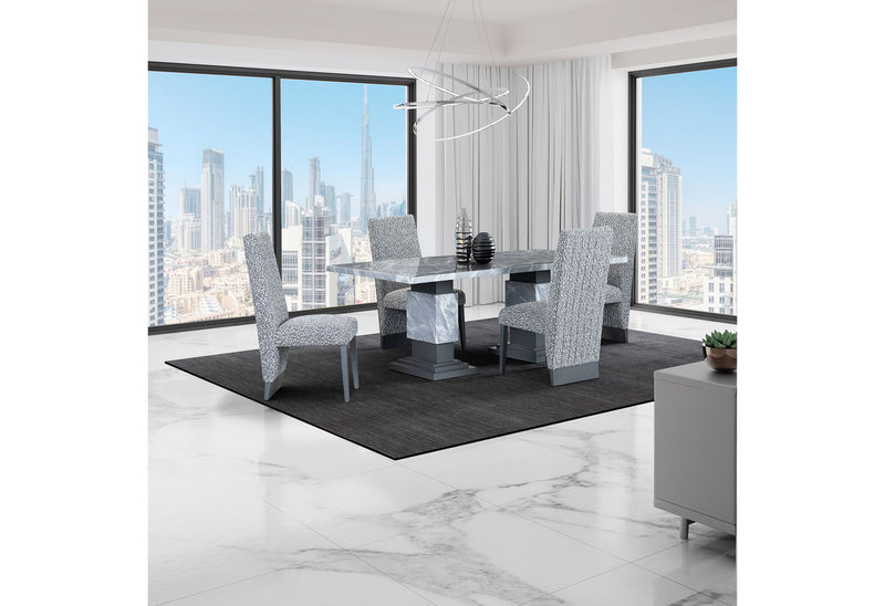 D1212/D12 - 5 Piece Dining Room Set (Dining Table And 4 Dining Chairs) - White / Gray
