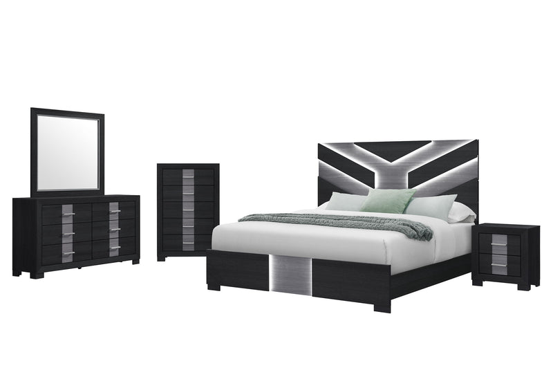 Optimus - 5 Piece Queen Bedroom Set - Black