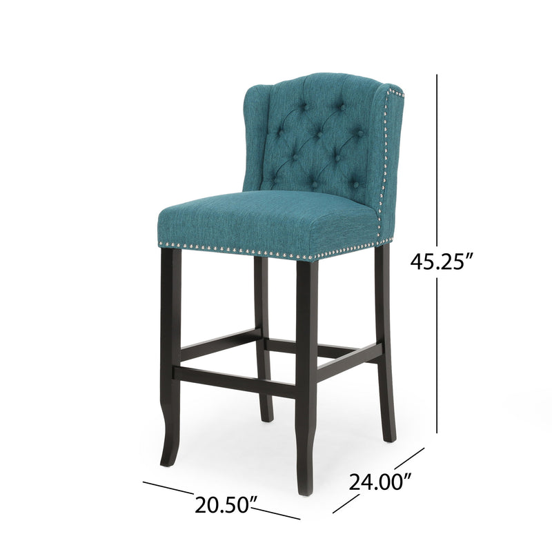 Vienna - Contemporary Fabric Tufted Wingback Counter Stools (Set of 2)