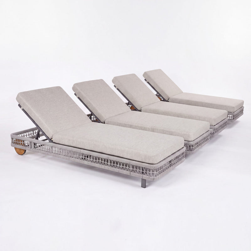 Outdoor Chaise Lounge & Wheels, 5 Position Adjustable Backrest