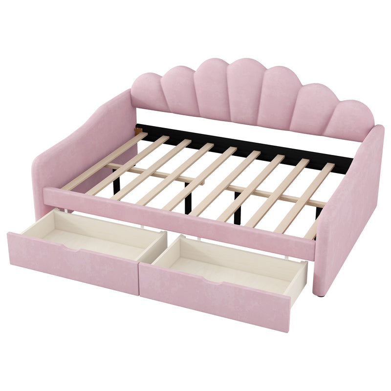 Upholstery Daybed Frame With Shell Shaped Backrest