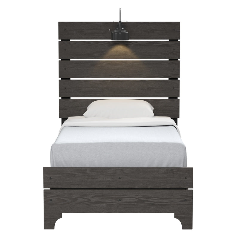 Twin Bed With Integrated Lights - Brown
