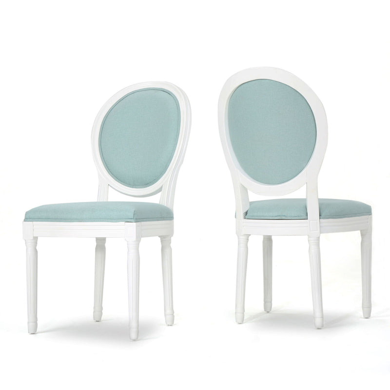 French Country Dining Chair Set With Round Backrest