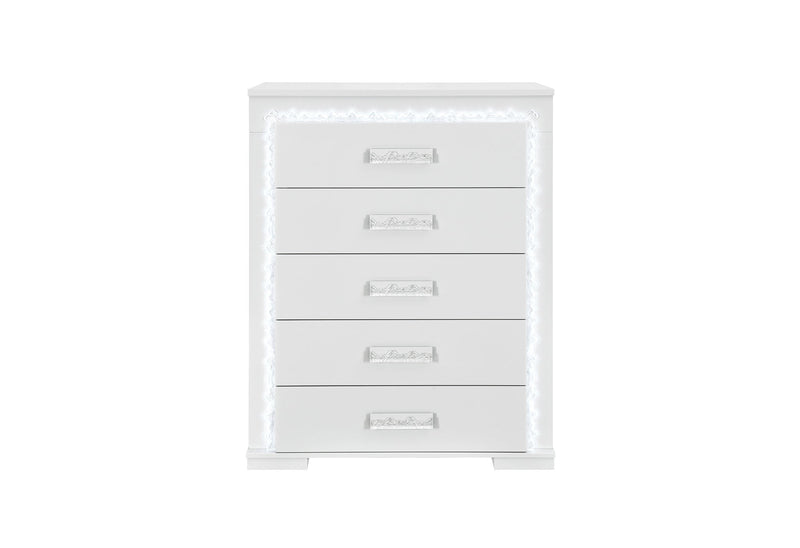 Naomi - 5 Piece King Bedroom Set - Silver
