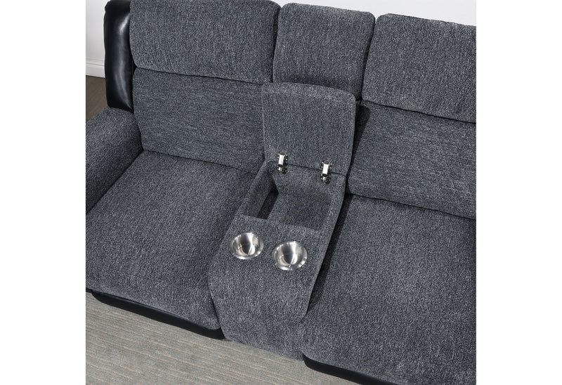 U5914/U5915 - 3 Piece Living Room Set (Reclining Sofa, Console Reclining Loveseat With Immersive Sound, Blue LED And Recliner) - Black / Gray