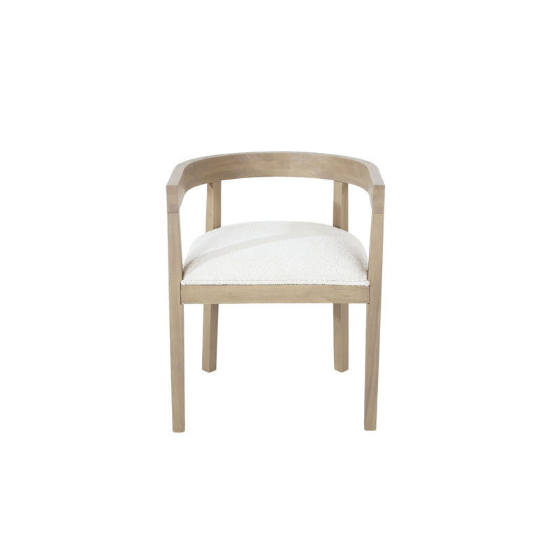Modern Mid Century Dining Arm Chair Set With Upholstered Frame - Natural