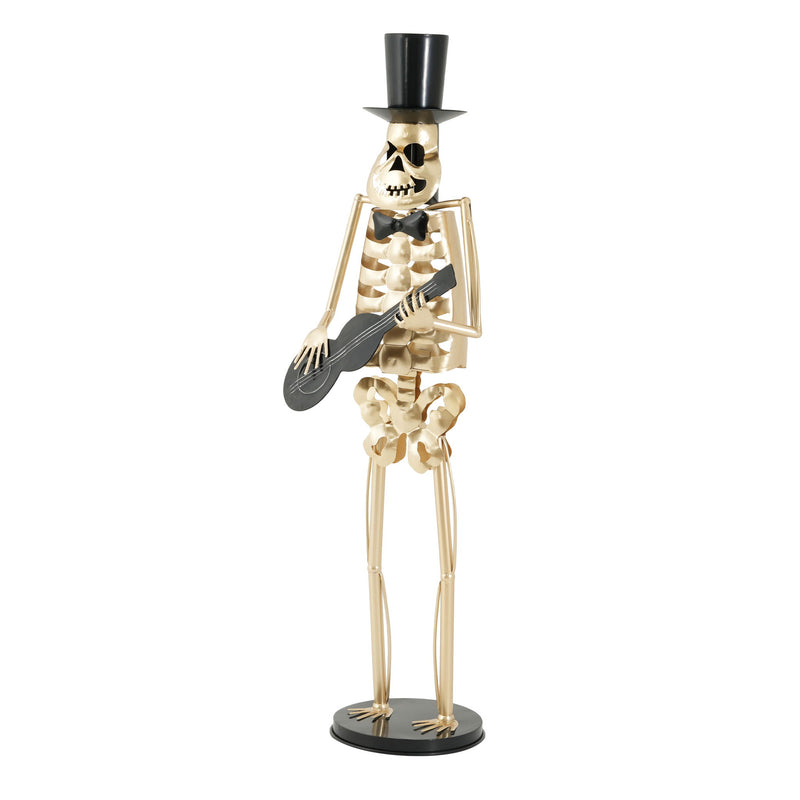 Skeleton Musician Statue, For Halloween Indoor Outdoor Party Display - Gold