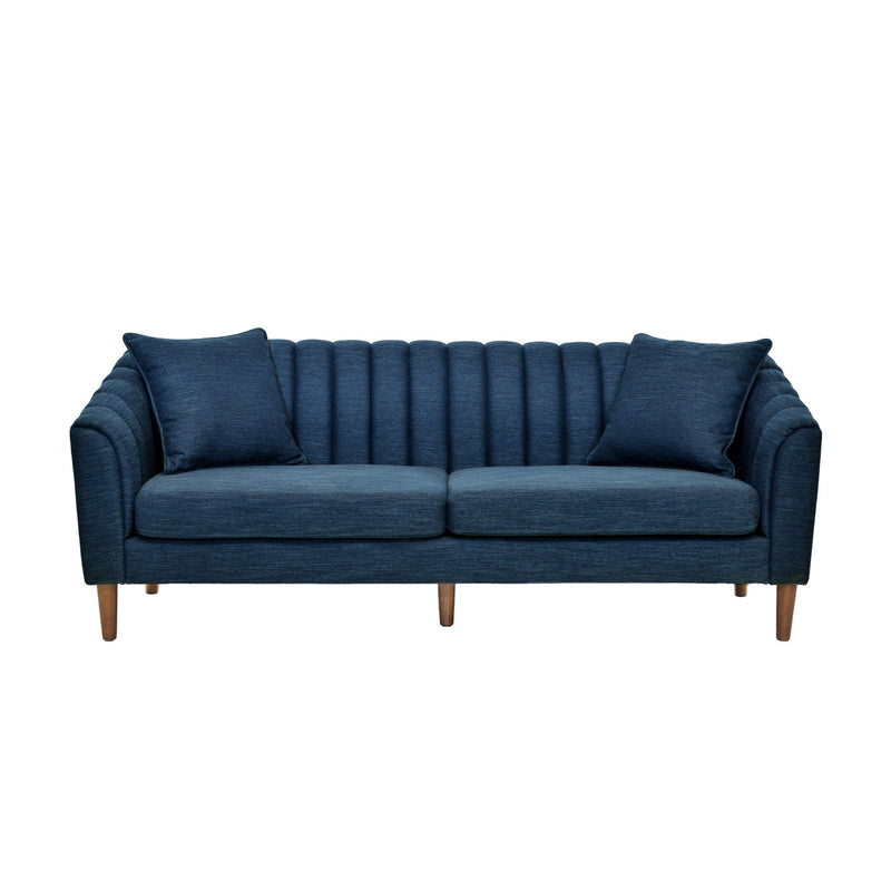 Contemporary 3 Seater Sofa With Button Tufted Design - Navy Blue