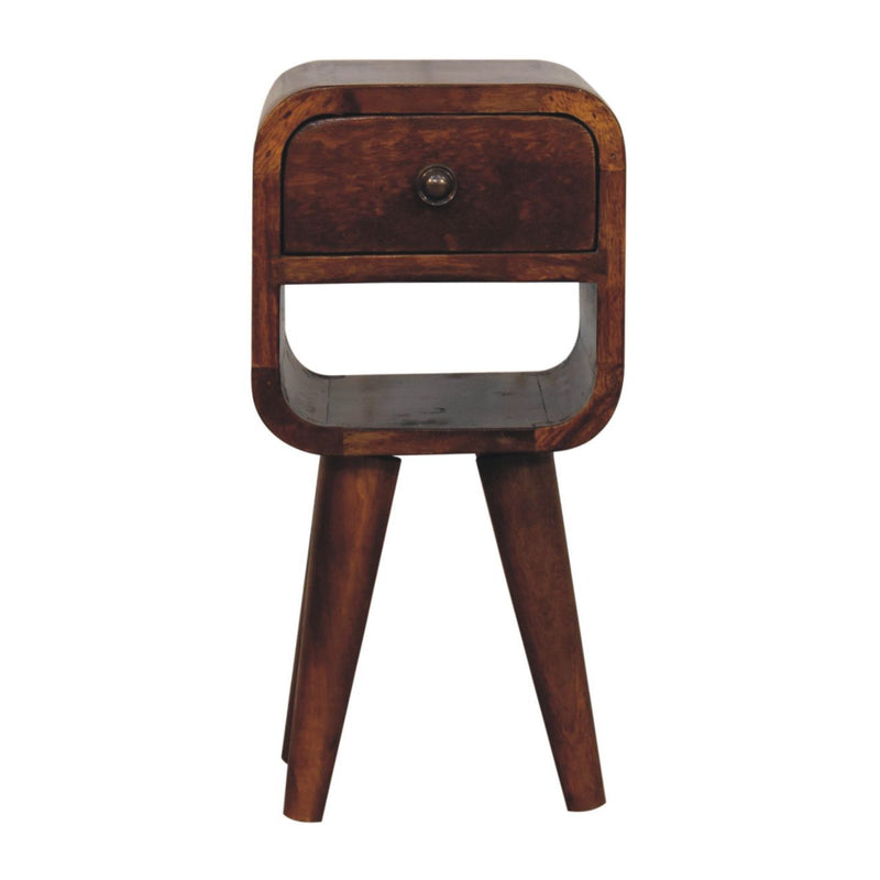 Mini California Curved Nightstand Wth Lower Slot