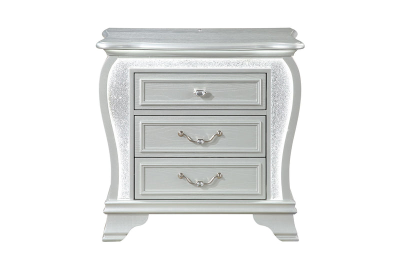 Aria - Nightstand With LED - Silver