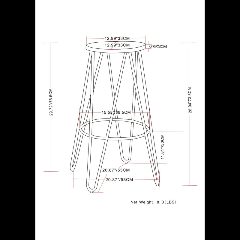 Simeon - Multifunctional Metal Stool With Wood Seat