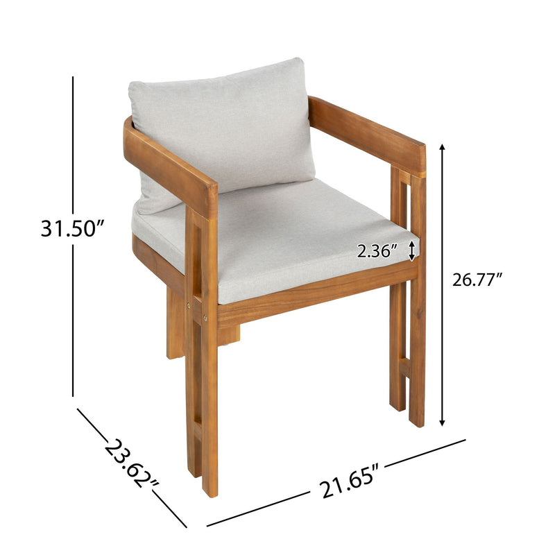Outdoor Dining Patio Arm Chairs (Set of 2) - Beige / Teak