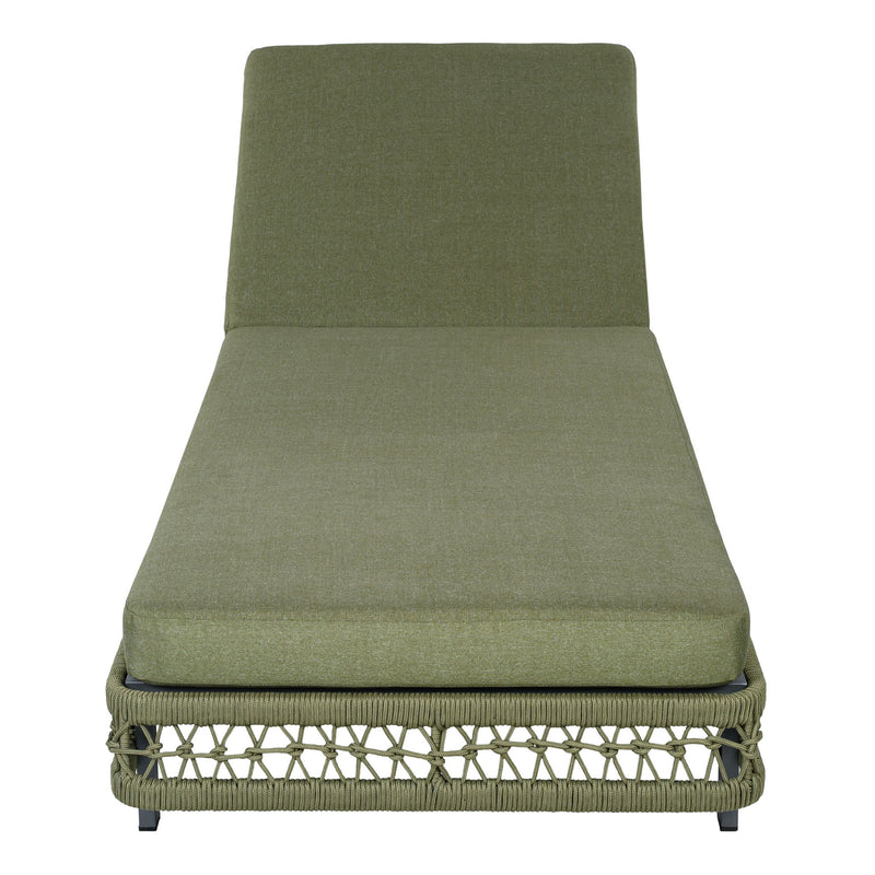 Outdoor Chaise Lounge With Wheels, 5 Position Adjustable Backrest