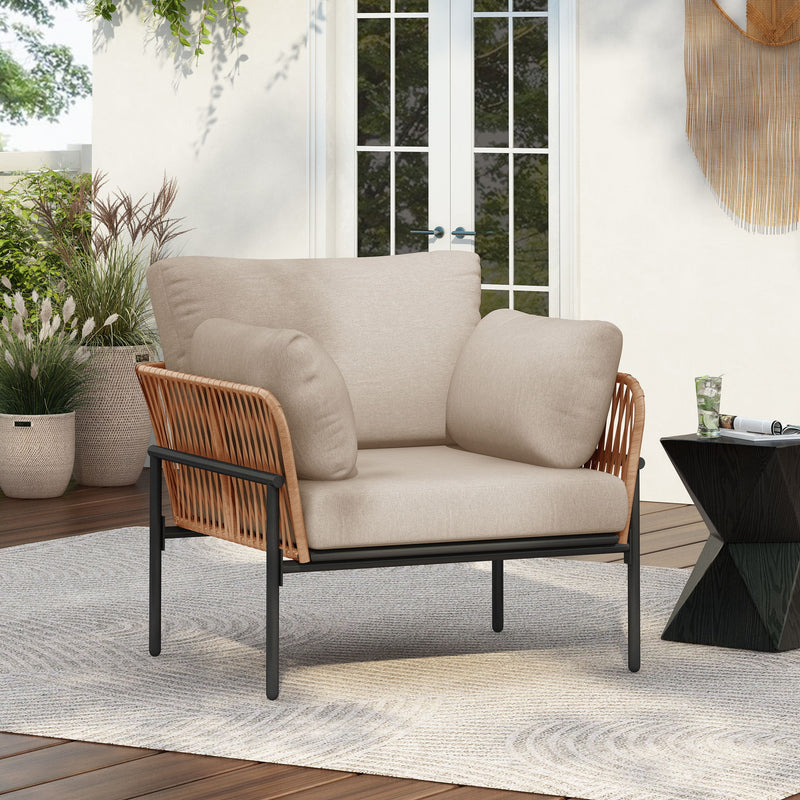 Rope Lounge Chair With Cushions For Modern Spaces