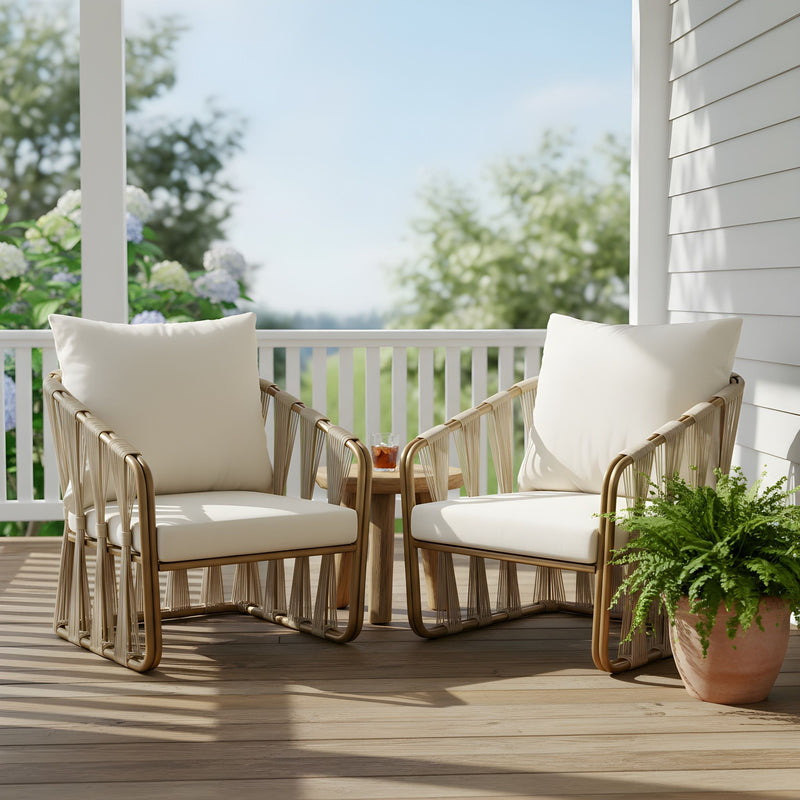 Chair With Cushion (Set of 2) - Beige